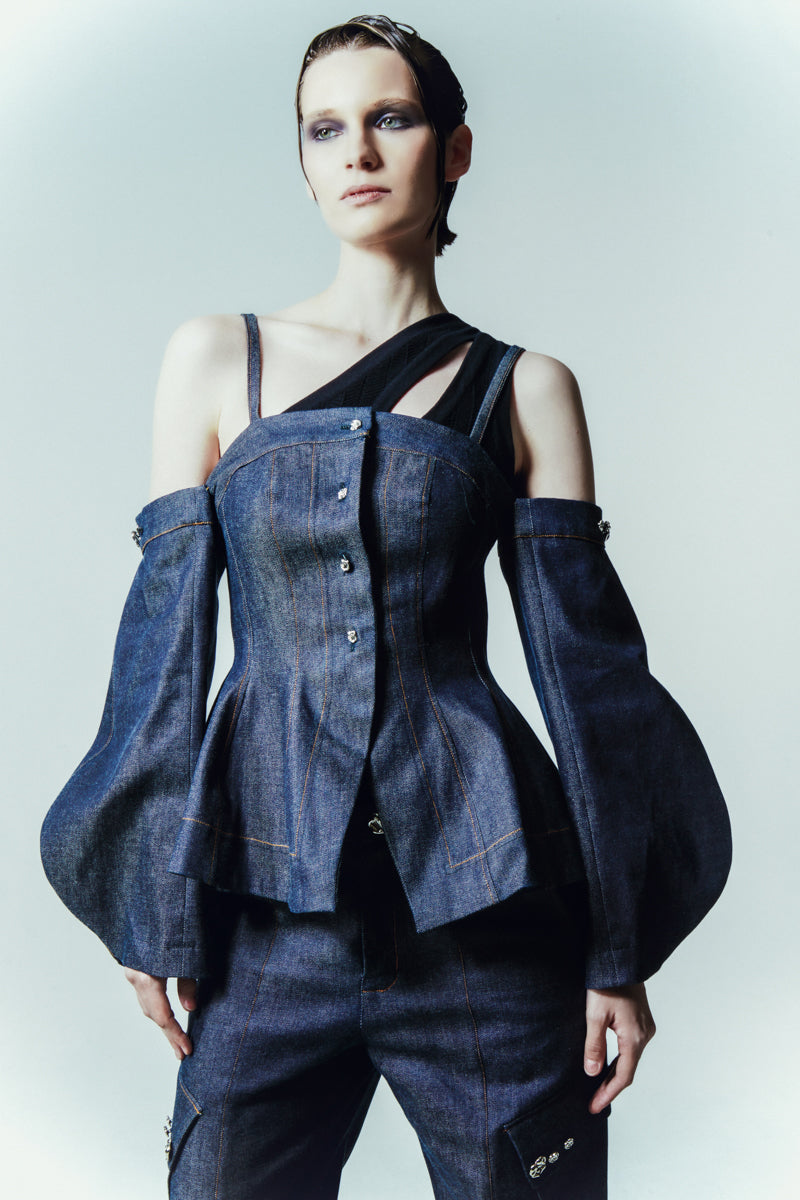 SABRINA DENIM TOP - CULT MIA