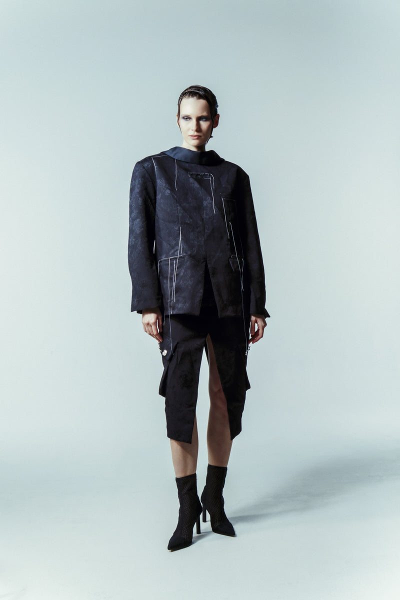 REVERSE TAILORED SUIT JACKET WITH EXPOSED BACK - CULT MIA