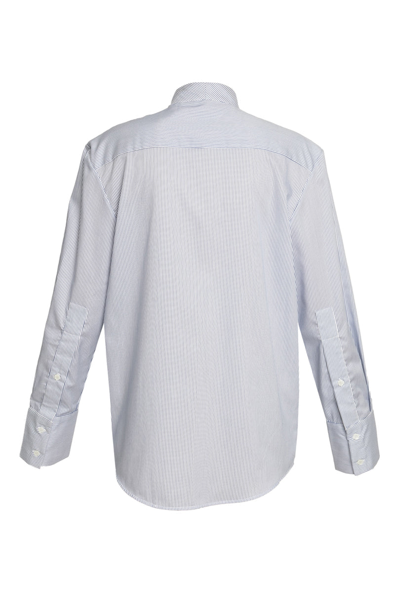 TAILORED PINSTRIPE SHIRT WITH ATTACHED TIE COLLAR - CULT MIA