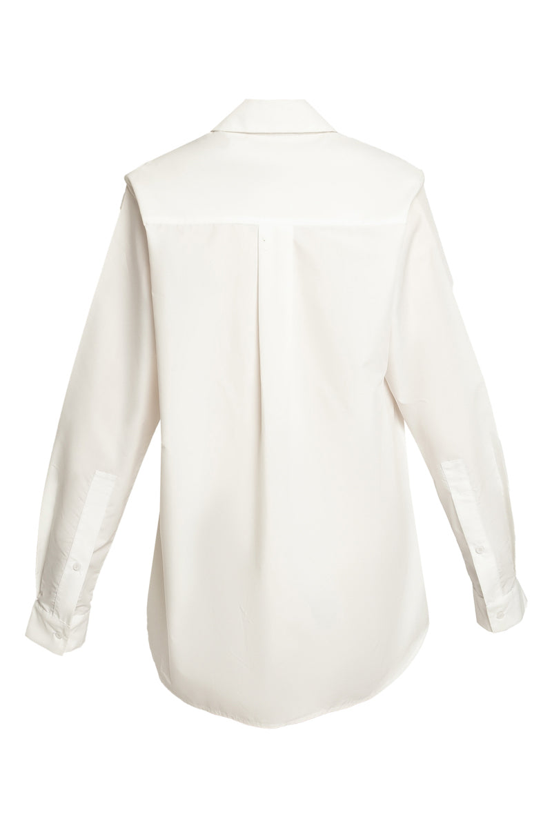 WHITE TAILORED SHIRT WITH DOUBLE FRONT LAYERS - CULT MIA