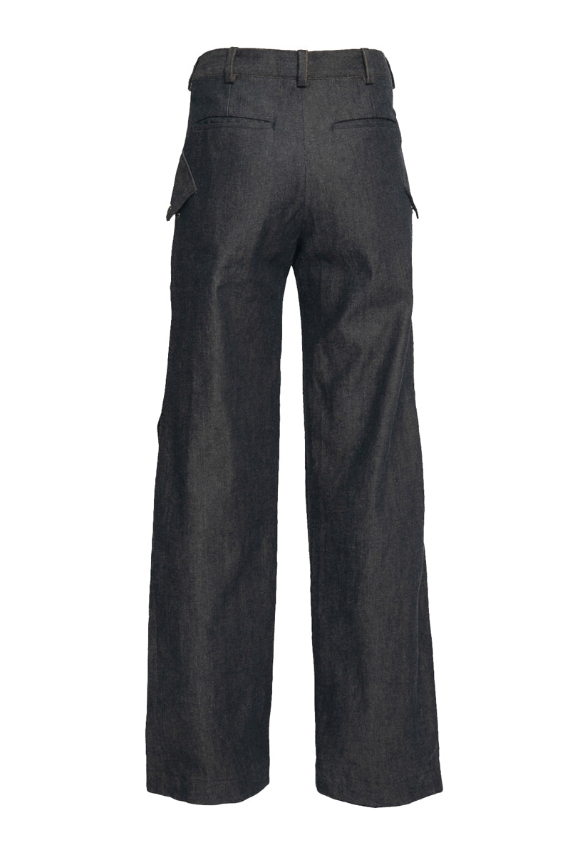 RELAXED CUT DENIM PANTS WITH ZIPPER DETAIL - CULT MIA