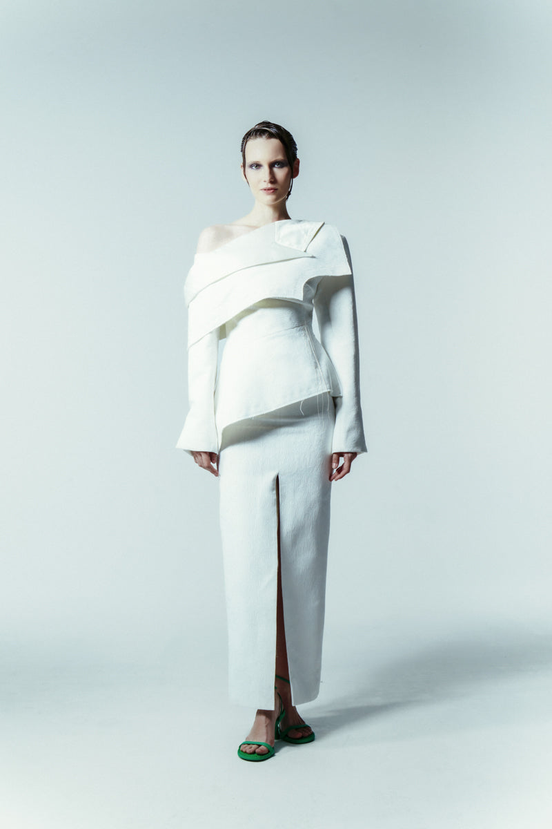 DECONSTRUCTED JACQUARD TOP WITH DISTRESSED STITCH - CULT MIA