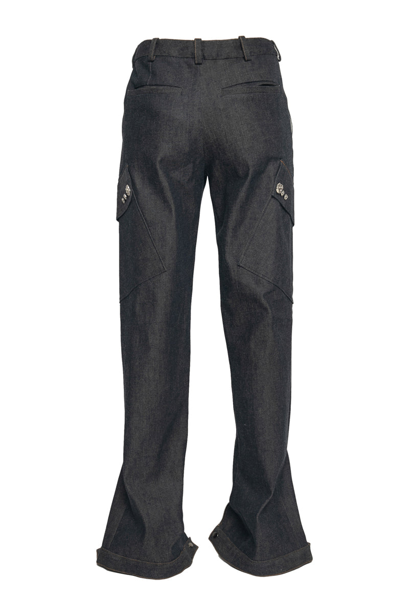 TAILORED DENIM PANTS WITH CARGO POCKET - CULT MIA