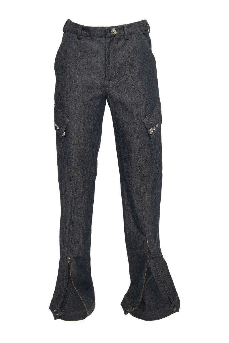 TAILORED DENIM PANTS WITH CARGO POCKET - CULT MIA