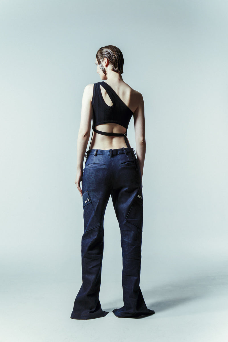 TAILORED DENIM PANTS WITH CARGO POCKET - CULT MIA