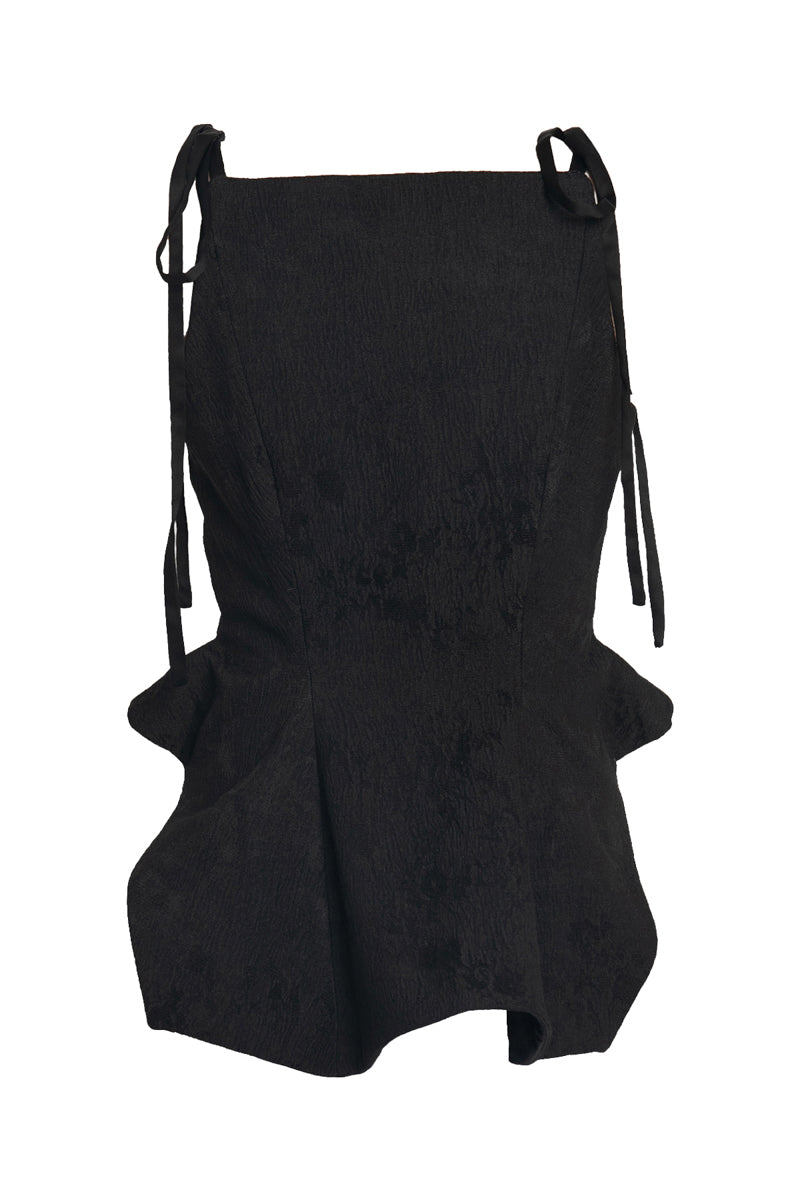 BLACK JACQUARD TOP - CULT MIA