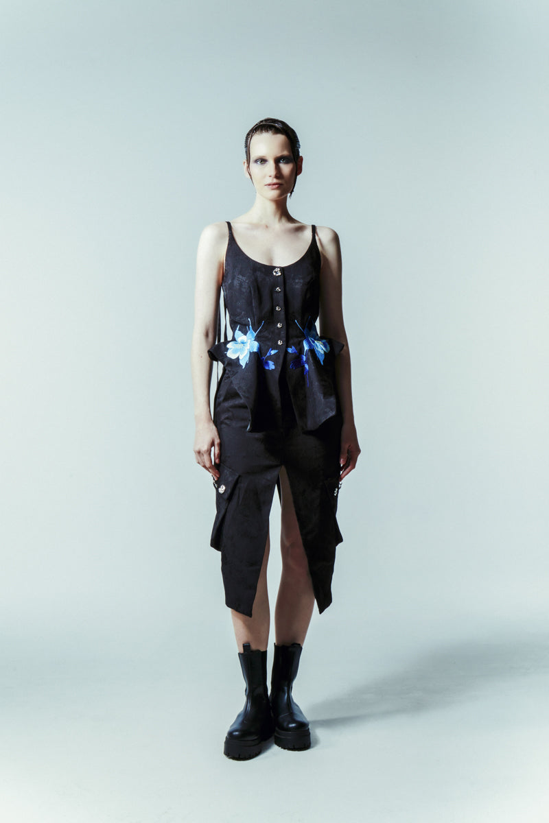 BLACK JACQUARD TOP - CULT MIA