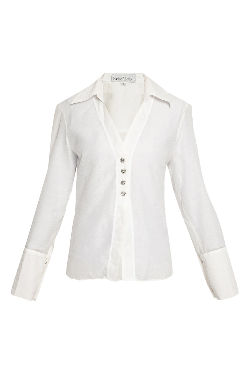 TRANSPARENT TAILORED LOW-CUT SHIRT - CULT MIA