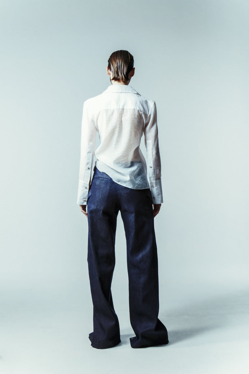 TRANSPARENT TAILORED LOW-CUT SHIRT - CULT MIA