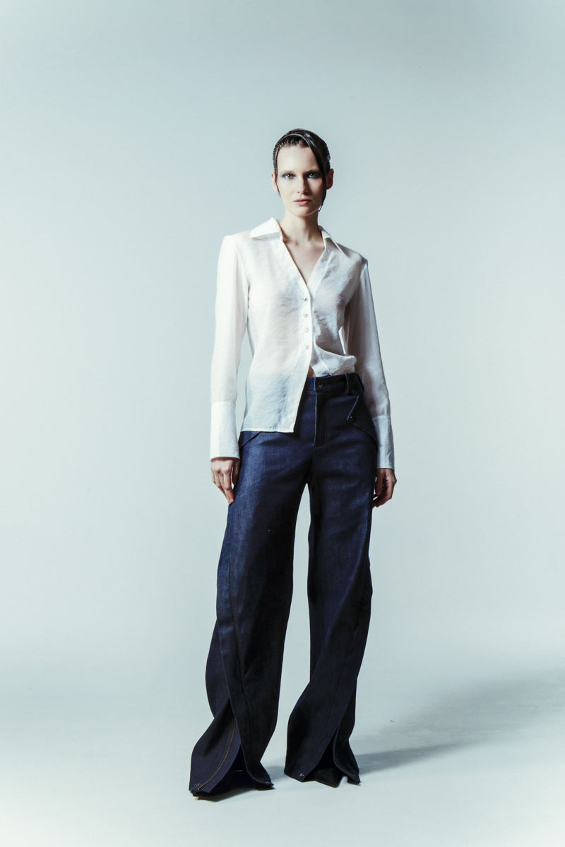 TRANSPARENT TAILORED LOW-CUT SHIRT - CULT MIA
