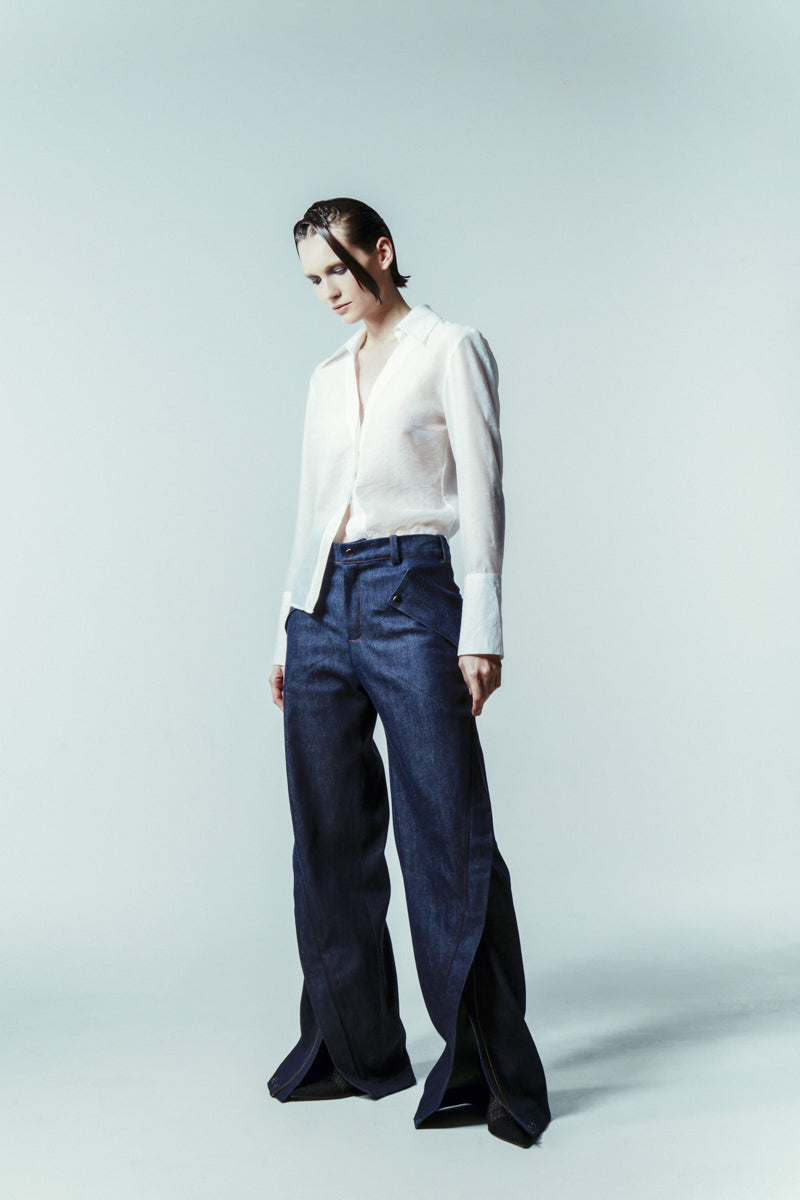 TRANSPARENT TAILORED LOW-CUT SHIRT - CULT MIA