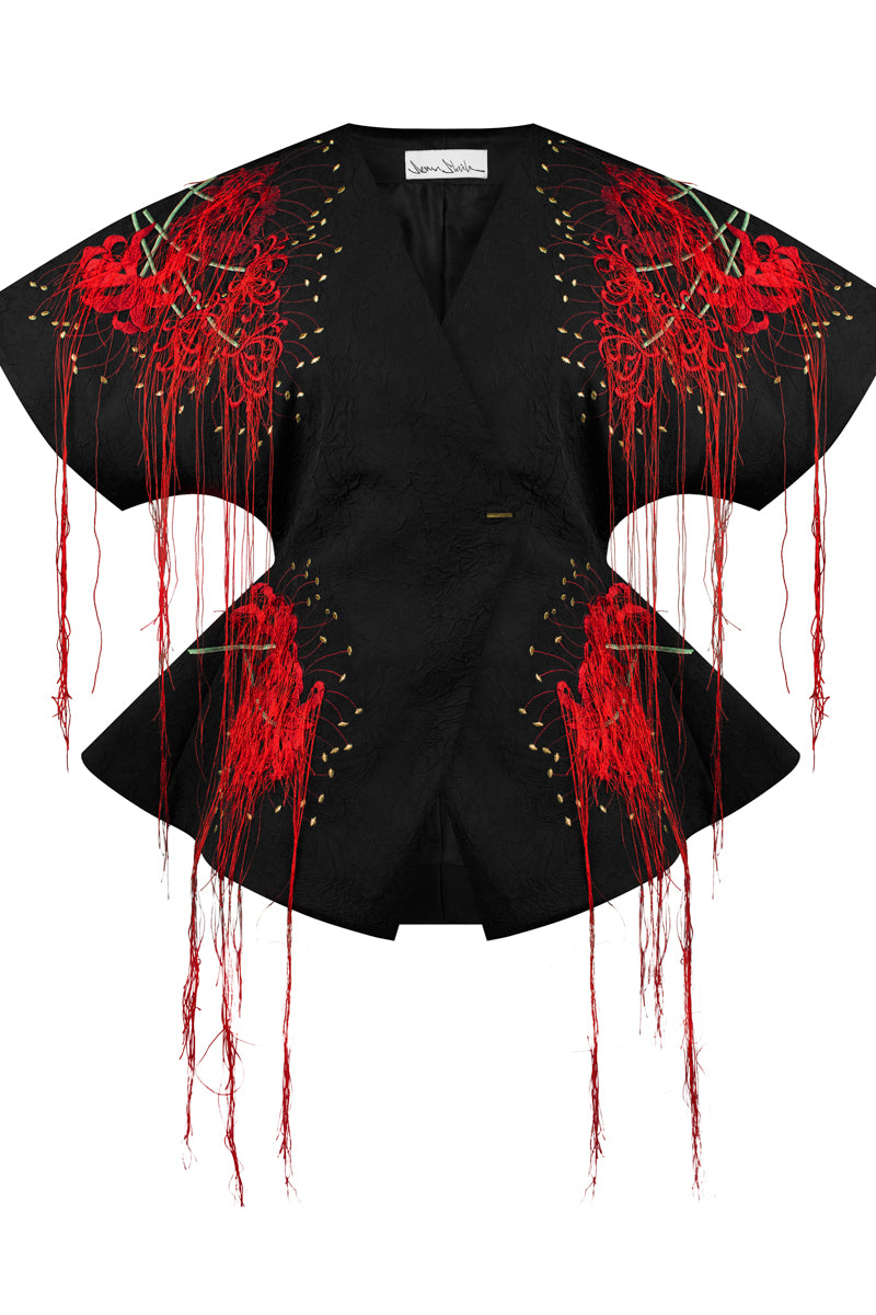 KIMONO ROUGE BRODÉ SIGNATURE