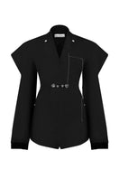 Sean Sheila double-breasted jacket with embellished buttons, front view showing tailored fit and stylish details.