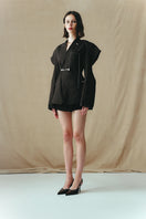 Sean Sheila double-breasted jacket with embellished buttons, shown from the side, featuring tailored fit and stylish design details.