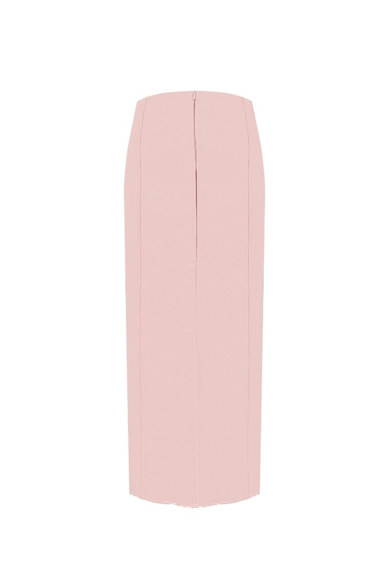 Sean Sheila midi A-line skirt with corset panels, shown from the back with a structured, fashionable design.