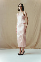 Sean Sheila A-line midi skirt with corset panel details, showcasing a stylish, structured design in the front view.