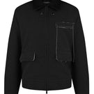 Sean Sheila crinkled blouson jacket in black with textured, wrinkled fabric, front view showcasing its stylish design.