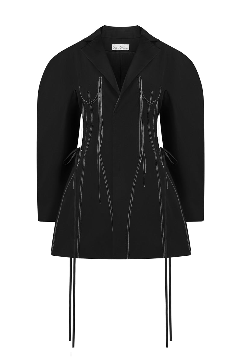 فستان بدلة بصف أزرار واحد مع مشدّ