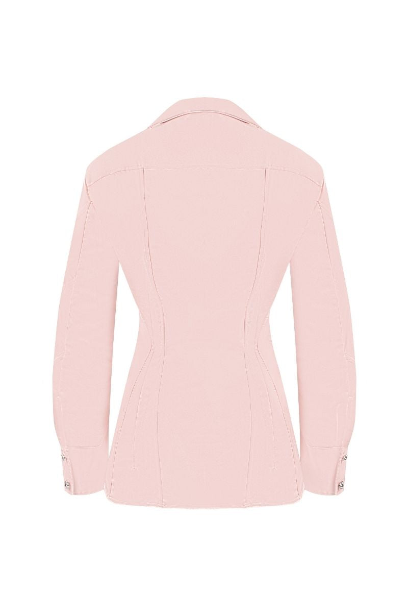 Sean Sheila tailored shirt with stylish corset panels, shown from the back with a sleek fit and detailed stitching.