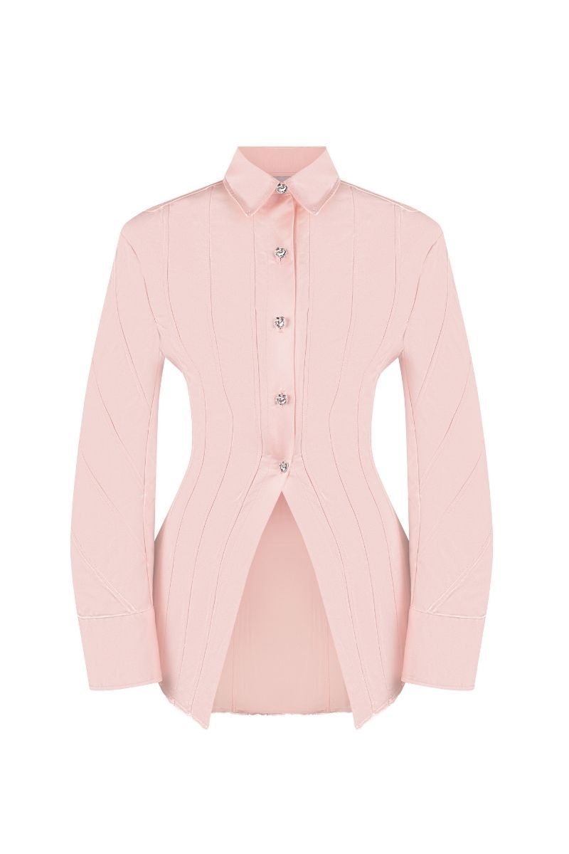 Sean Sheila tailored shirt with corset panels, showcasing a fitted design and structured front detail.