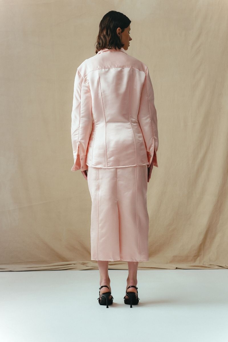 Sean Sheila tailored shirt with corset panels, back view showcasing fitted design and structured detailing.