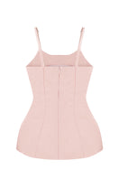 Sean Sheila blush corset top shown from the back, featuring structured design and adjustable straps in a soft pink hue.