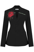 Sean Sheila classic tailored Lily embroidered suit jacket featuring intricate embroidery and structured design, front view.