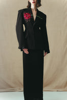 Sean Sheila classic tailored Lily embroidered suit jacket with detailed floral embroidery, stylish and sophisticated.