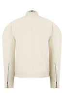 Sean Sheila rounded motor jacket in black, showcasing a sleek, modern design with a rounded collar and stylish detailing.