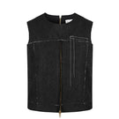 Black crinkled top by Sean Sheila, stylish and textured, shown from the front view. Perfect for casual or chic outfits.
