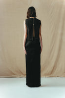 Black crinkled top by Sean Sheila, shown from the back, featuring textured fabric and stylish casual design.
