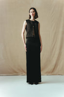 Black crinkled top by Sean Sheila, showcasing the front view with textured fabric and stylish design.