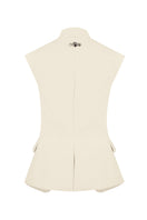 Sean Sheila eggshell vest with single hook, stylish top featuring a sleek design and back view in a modern fashion style.