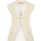 Sean Sheila eggshell vest with a single hook, showcasing a stylish tops design featuring a sleek front closure.