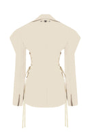 Sean Sheila collared jacket with structured sleeves, stylish and tailored for a modern look, shown from the back.
