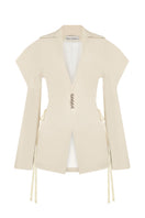 Sean Sheila collared jacket with structured sleeves, stylish outerwear designed for a modern, tailored look.