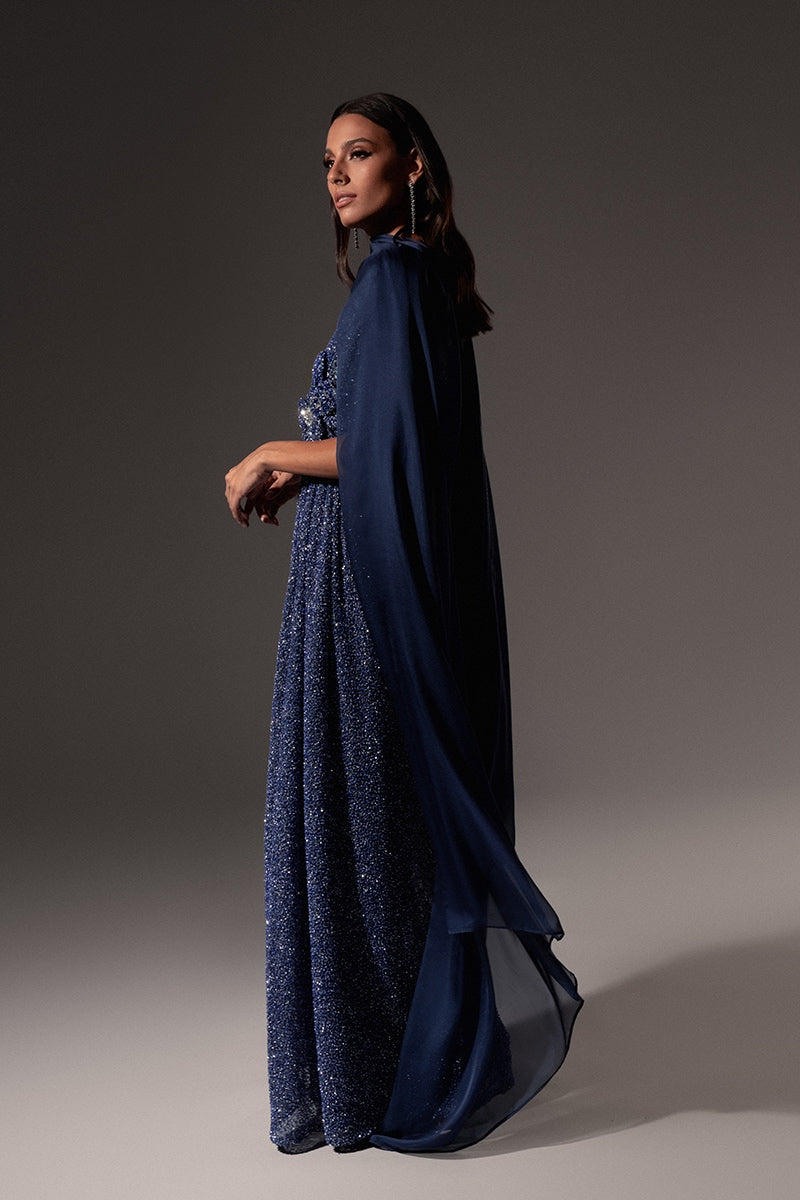 CULT MIA X MONIKA DIMOVA SEQUIN SILK EMBROIDERED GOWN - CULT MIA