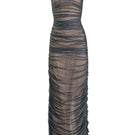 Teal fade maxi gown by YASSMIN SALEH with flowing fabric and elegant design, front view showcasing its stylish silhouette.