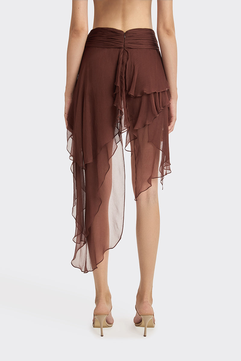 CULT MIA X STOLEN STORES BROWN FAIRY TOP AND SKIRT SET - CULT MIA