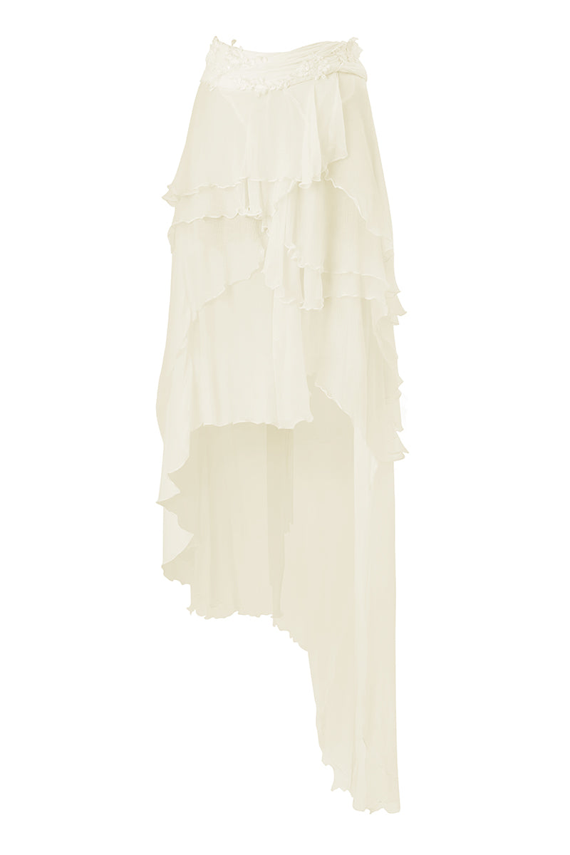 FAIRY LACE LAYERED MAXI SKIRT IN LIGHT YELLOW