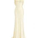 Light yellow fairy ruffle maxi dress by Stolen Stores, flowing gown with ruffled details and elegant design.