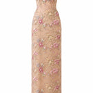 Beige Fay gown by Nihan Peker featuring elegant fabric and a flowing silhouette, displayed on a model.