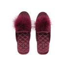 Manito Fiesta Silk women's flats slipper in burgundy red, featuring a soft silk upper and comfortable slip-on design.