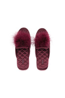Manito Fiesta Silk women's flats slipper in burgundy red, featuring a soft silk upper and comfortable slip-on design.