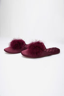 Manito Fiesta Silk women's slip-on flats in burgundy red, soft silk fabric with a sleek, comfortable design.