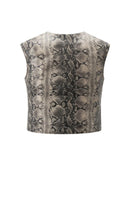 Double A Fiona leather top in snake print, featuring fitted design and textured leather with snake pattern details.