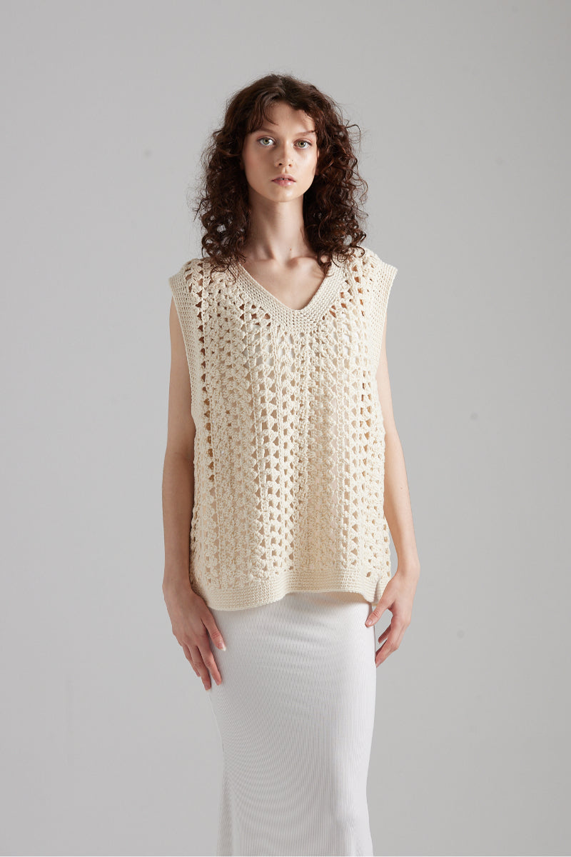 First Born Knits Amelie knit top in soft fabric, featuring a cozy, stylish design with long sleeves and a relaxed fit.