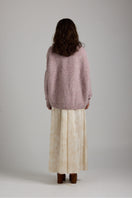 Purple Coco cardigan by First Born Knits, featuring cozy knit fabric and a relaxed fit, perfect for casual wear.