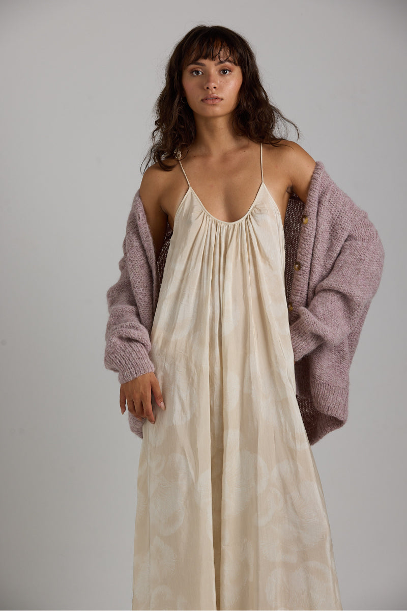 Purple Coco cardigan by First Born Knits, featuring soft knit fabric and a cozy, stylish design.