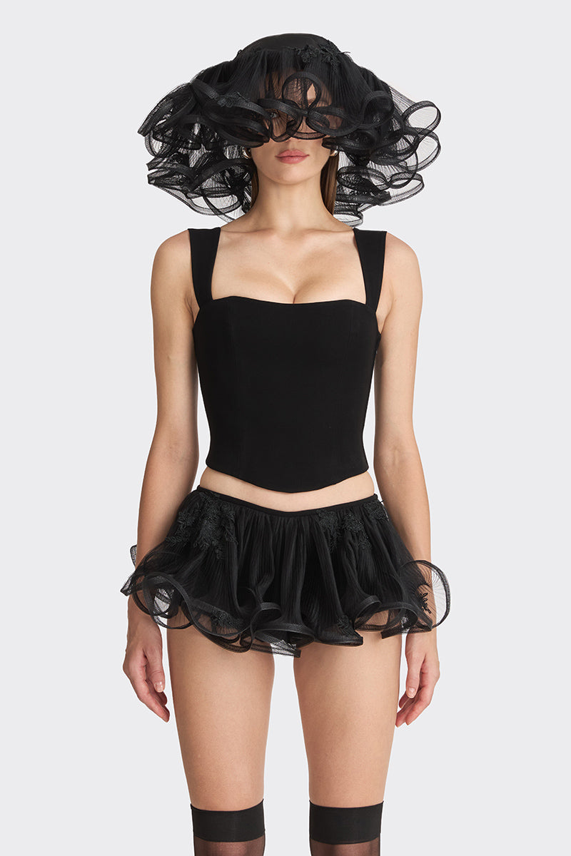 FITTED BLACK CORSET BUSTIER - CULT MIA
